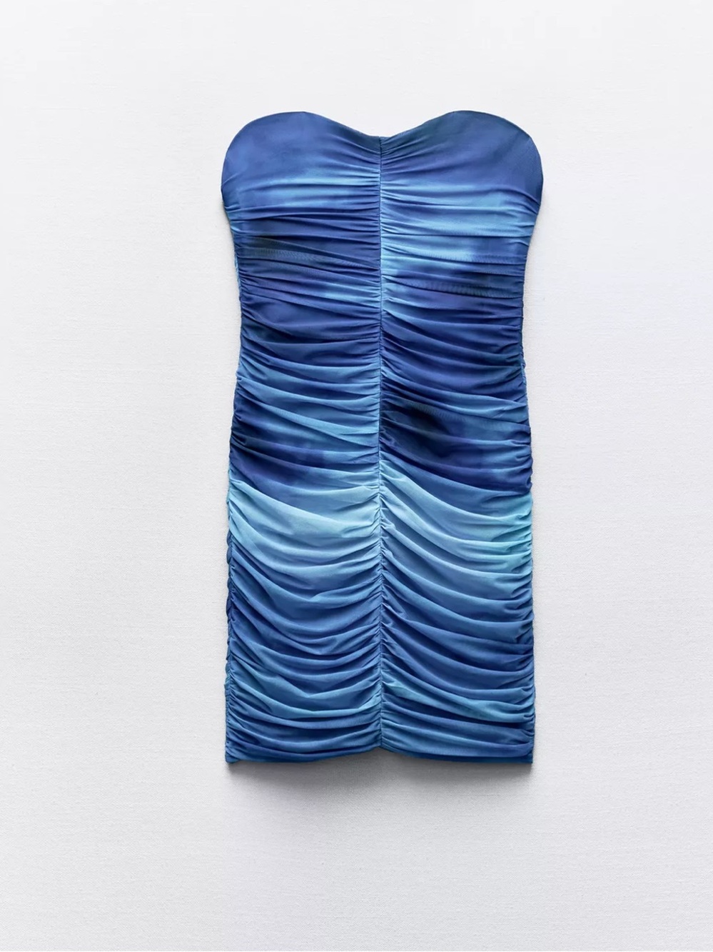 Zara Blue Short Printed Tulle Dress Size XS